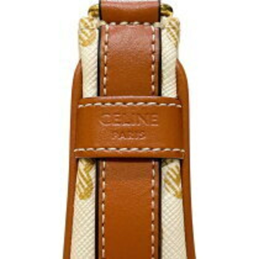 Celine Ava handbag white tan calfskin Triomphe canvas - Picture 7 of 11
